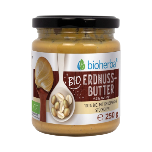 100 % bio arašidové maslo crunchy – 250 g – Bioherba