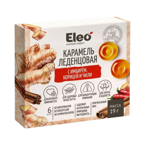 Karamelové cukríky so zázvorom, škoricou a chilli - 6ks/19g - ELEO