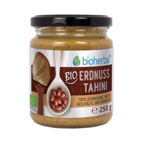 100 % bio arašidové tahini z mletých nelúpaných jadier – 250 g – Bioherba