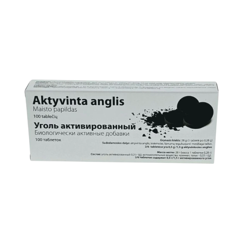 Aktívne uhlie - doplnok stravy  - 100 tabliet x 0,28 g - OLYMP