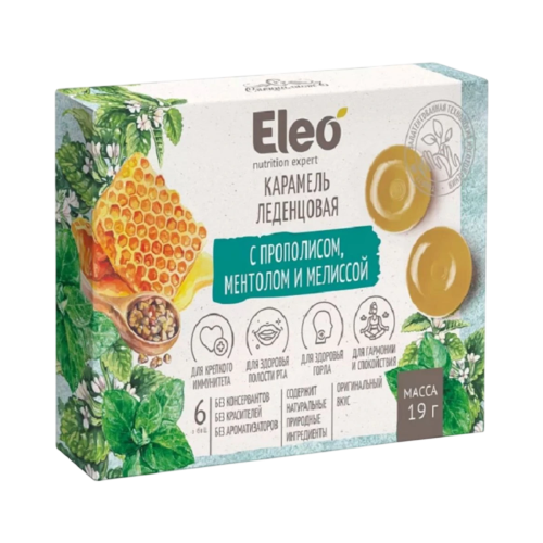 Cukríky s propolisom, mentolom a medovkou - 6ks/19g - ELEO