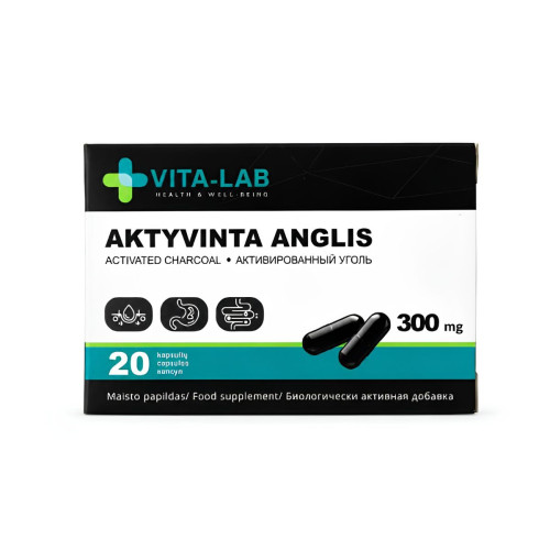 Aktívne uhlie 300 mg – 20 kapsúl – VITA-LAB