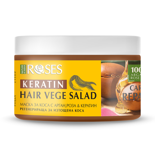Regeneračná maska na vlasy VEGE SALAD a argánom, ružou a keratínom 350 ml - NATURE OF AGIVA