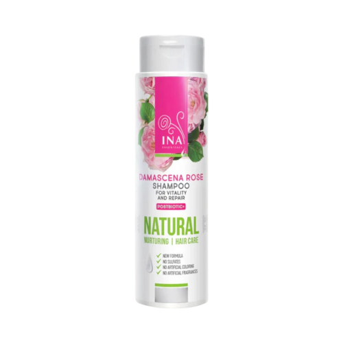 Prírodný ružový šampón - suché a poškodené vlasy - 200 ml - INA Essentials