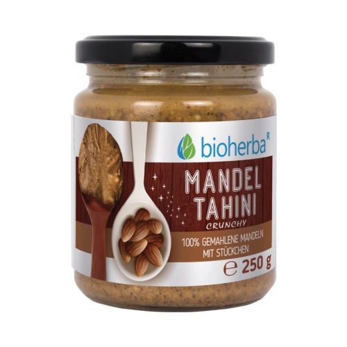 100 % mandľové tahini z mletých mandlí crunchy – 250 g – Bioherba