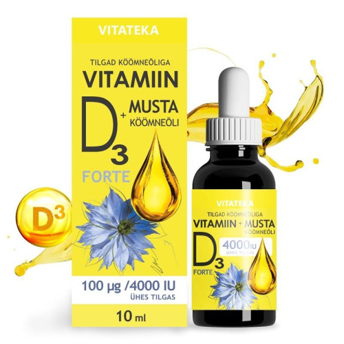Vitamín D3 4000 IU s olejom z čiernej rasce – 10 ml – Vitateka