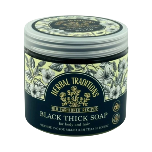 Čierne husté saunové mydlo na telo a vlasy - 400 ml - Herbal Traditions