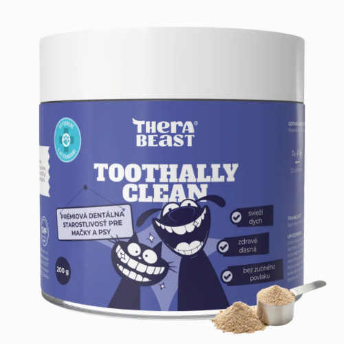 Toothally clean – prášok na zuby a ďasná pre psov a mačky – 200 g – Therabeast