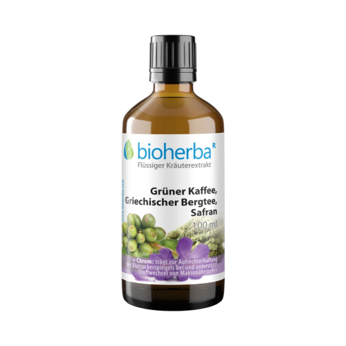 Zelená káva, grécky horský čaj a šafran kvapky – tinktúra – 100 ml – Bioherba