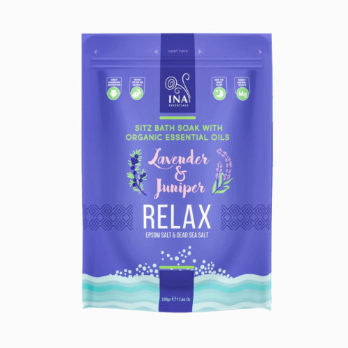 Relax - kúpeľová soľ s levanduľou a borievkou - oddych a odbúranie stresu - 330 g - INA Essentials