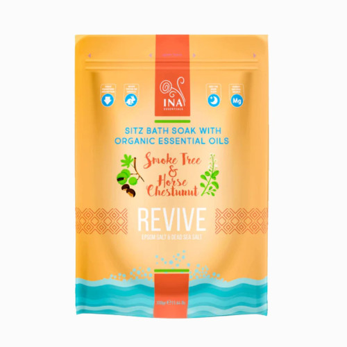 Revive - kúpeľová soľ s pagaštanom konským a škumpovým olejom - kŕčové žily a popôrodná starostlivosť - 330 g - INA Essentials