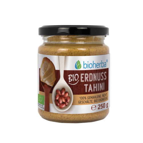 100 % bio arašidové tahini z mletých nelúpaných jadier – 250 g – Bioherba