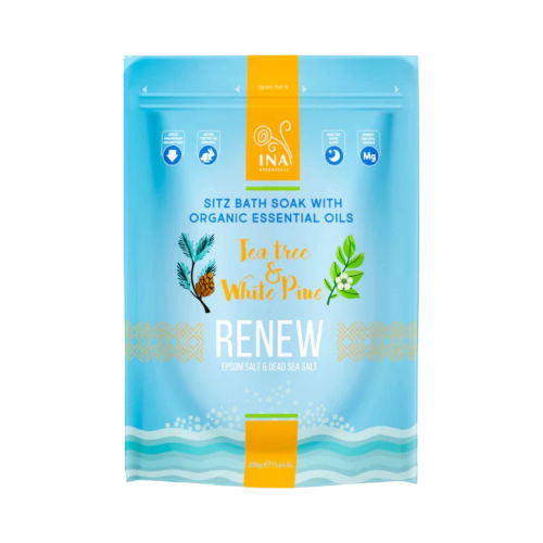 Renew - kúpeľová soľ s čajovníkovým a borovicovým olejom - unavené nohy a plesne - 330 g - INA Essentials