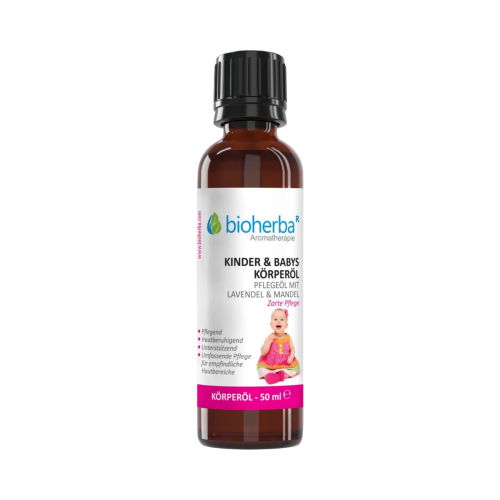 Telový olej pre deti a bábätká s levanduľou a mandľovým olejom – 50 ml – Bioherba
