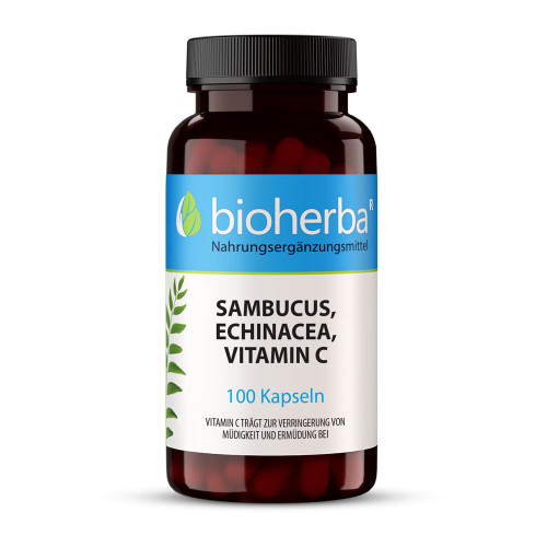 Baza čierna, echinacea a vitamín C – 100 kapsúl – Bioherba Baza čierna, echinacea a vitamín C – 100 kapsúl – Bioherba