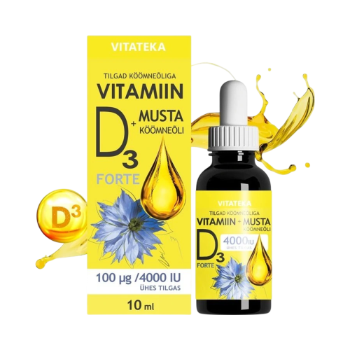 Vitamín D3 4000 IU s olejom z čiernej rasce – 10 ml – Vitateka