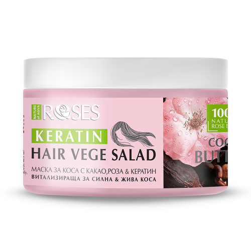 Vitalizujúca maska na vlasy VEGE SALAD s kakaom, ružou a keratínom 350 ml - NATURE OF AGIVA