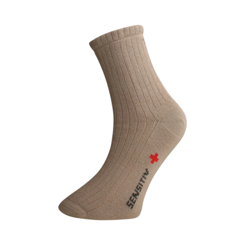 Ponožky pre osoby s objemnými nohami - béžové - Ovecha - L (35-38)